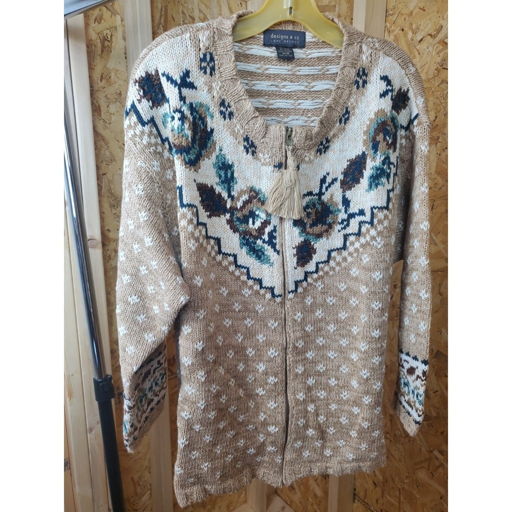 Sweater Size 14 / 16 Vintage Designs & Co Lane Bryant Floral Brown Women's Heavy